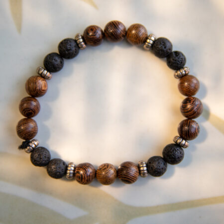 Dark Wood and Lava Bead Bracelet