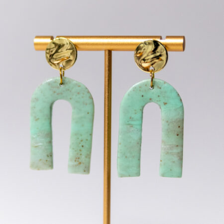 Minty Mint: U-Bar with Circle Stud Earrings