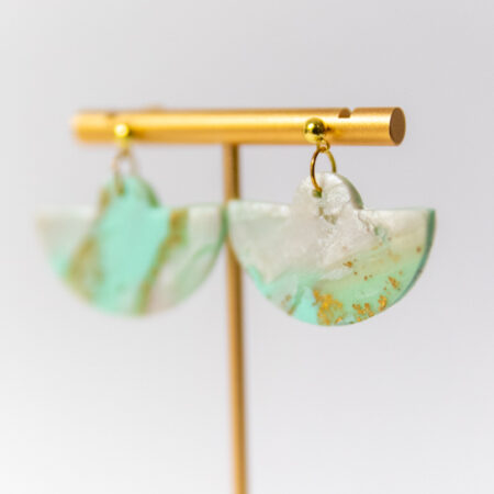 Minty Mint: Half Circle Ball Post Stud Dangle Earrings